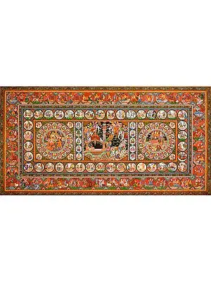 Episodes from the Mahabharata and Life of Krishna (Super Large Painting)