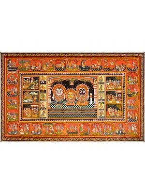 Shri Jagannatha-Pata with the Life of Krishna and Dashavatara of Vishnu