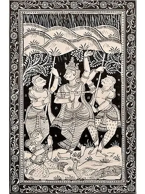 Shri Krishna Lifting the Mountain Govardhana