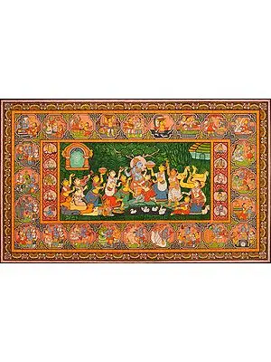 Shri Krishna with Gopis, His Lilas and Dashavatara