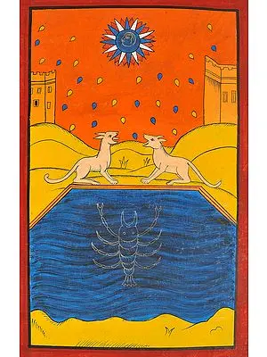 The Moon (Folk Tarot Card Illustration)