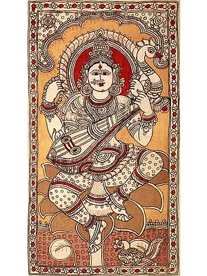 Goddess Saraswati Seated on Lotus