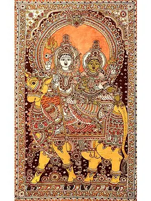 Shiva Parvati Seated on Nandi - Large Size