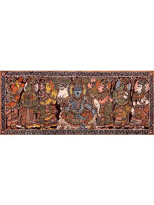 Krishna In Vrindavan, Surrounded By His Gopikas