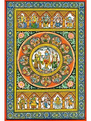 Govardhana Lila of Shri Krishna with Dashavatara