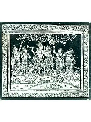 Lord Krishna With Radha And Eight Milkmaids
