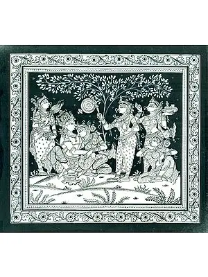 Gopies Favouring the Divine Couple
