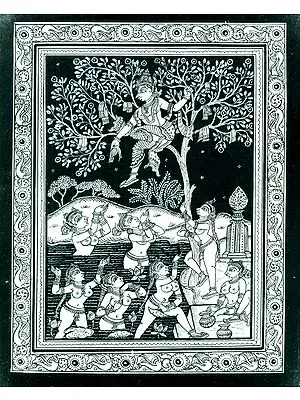 Krishna Playing his Naughty Lila with the Gopies