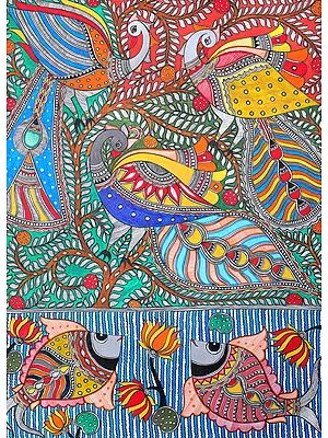 Auspicious Fishes and Peacocks