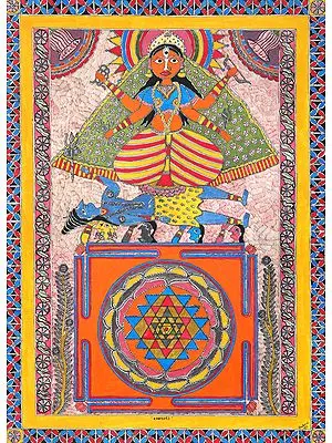 Shodashi Mahavidya with Her Yantra (Tripura Sundari)