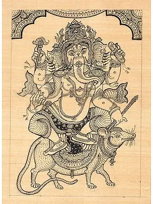 Lord Ganesha Sitting on His Vahan Mushak