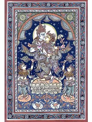 Standing Radha-Krishna On A Multi-Petalled Lotus