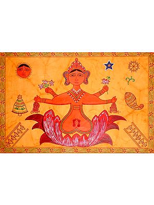 Ritual Painting of Goddess Lakshmi for Worship on Diwali