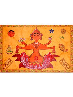 Ritual Painting of Goddess Lakshmi for Worship on Diwali