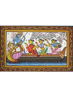 Shri Krishna and Gopis on the Ferry Boat of Love