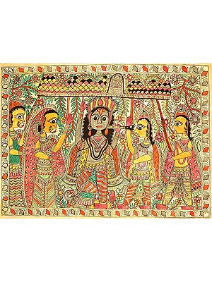 Shri Krishna Lifts Mount Govardhan