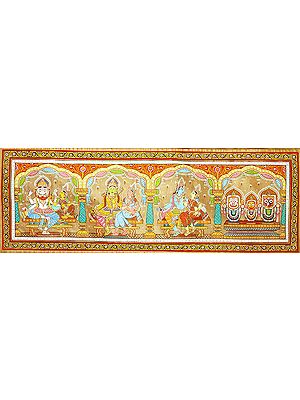 Three Incarnations of Lord Vishnu with Balarama, Subhadra and Krishna