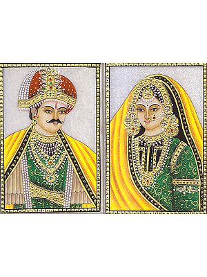 King and His Queen (Set of Two Embossed Paintings)
