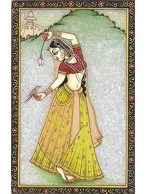Lady with Lotus and Bird