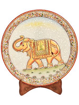 Decorated Elephant with Upraised Trunk