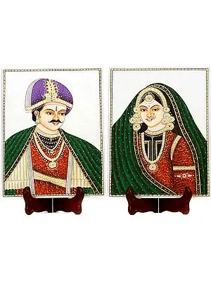 Rajasthani King and Queen (Embossed Painting)