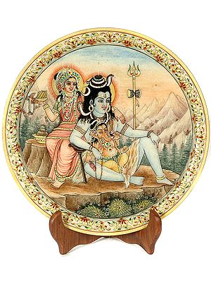 Shiva Parvati with Baby Ganesha in Kailash