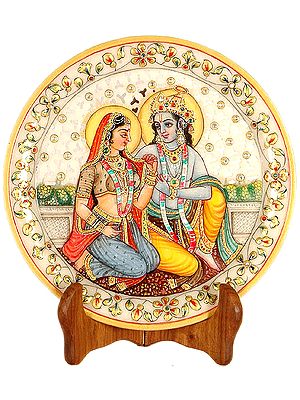 The Divine Couple Radha and Krishna (With Lattice)