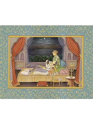 Mughal Emperor Shahjahan with His Sick Wife Mumtaj Mahal
