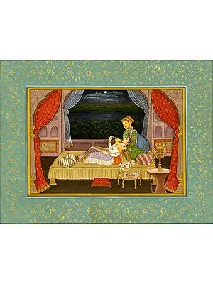 Mughal Emperor Shahjahan with His Sick Wife Mumtaj Mahal
