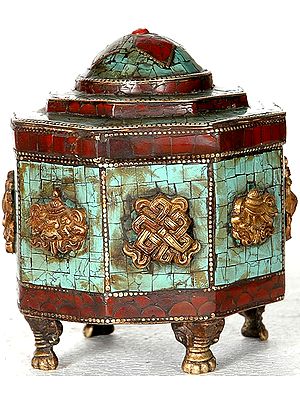 Octagonal Box with Eight Auspicious Symbols (Ashtamangala)