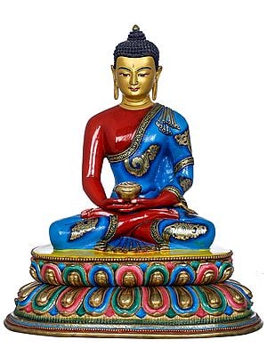 Lord Buddha Copper Statue With Begging Bowl - Made in Nepal