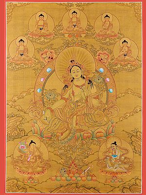 Tibetan Buddhist - Goddess Green Tara (Brocadeless Thangka)