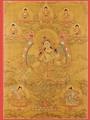 Tibetan Buddhist - Goddess Green Tara (Brocadeless Thangka)