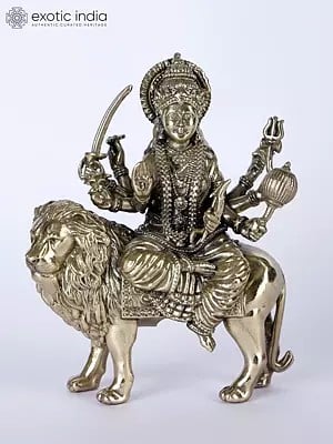 4" Attractive Statue of Goddess Durga | Handmade Brass Idol