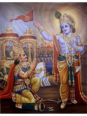 Krishna Delivering Gita Sermon to Arjuna