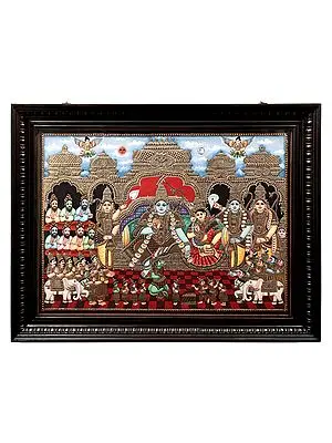 Rama Darbar Tanjore Painting | Traditional Colors With 24K Gold | Teakwood Frame | Handmade