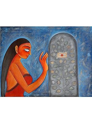 Lady Worshipping The Shiva Linga