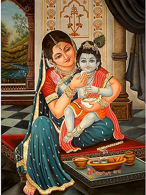 Mother Yasoda Feeding Butter to Kanhaiya