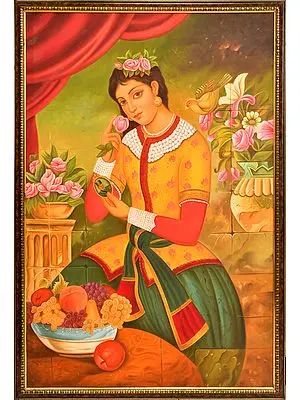 Beauty with Flowers & Fruits (Framed)