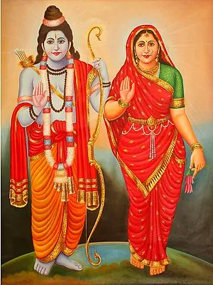 Goddess Sita and Lord Rama Painting | Oil on Canvas
