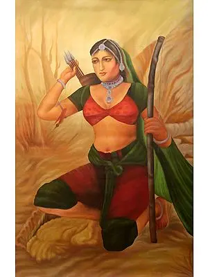 A Tribal Lady Archer | Oil Painting on Canvas