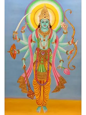 Composite Image of Bhagwan Vishnu, Shri Rama and Lord Kalki (the Tenth Incarnation of Vishnu)