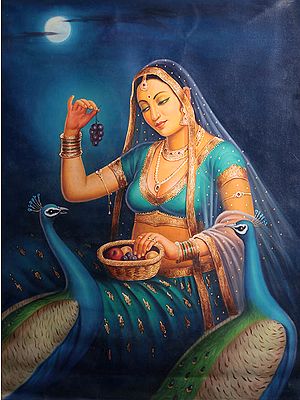 Lady with Her Pet Peacocks