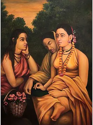 SHAKUNTALA PATRA LEKHAN (Shakuntala Writes a Letter) by Ravi Varma