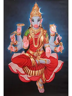Painting of Goddess Varahi (Dhumra-Varahi) | Oil on Canvas