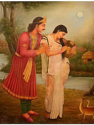Dushyanta and Shakuntala Oil Painting