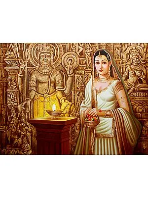 Worshipping at an Ancient Temple | Oil Painting on Canvas