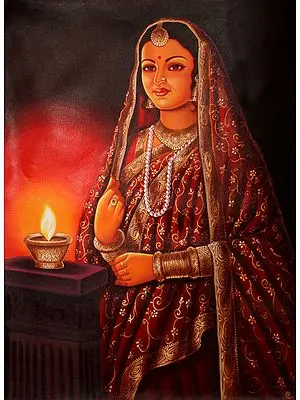 Lady with Lamp Oil Painting on Canvas