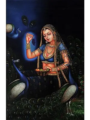 Lady with Her Pet Peacocks
