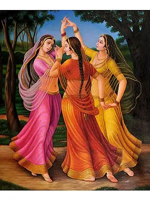 Rhythmic Dance of Three Ladies | Oil Painting on Canvas